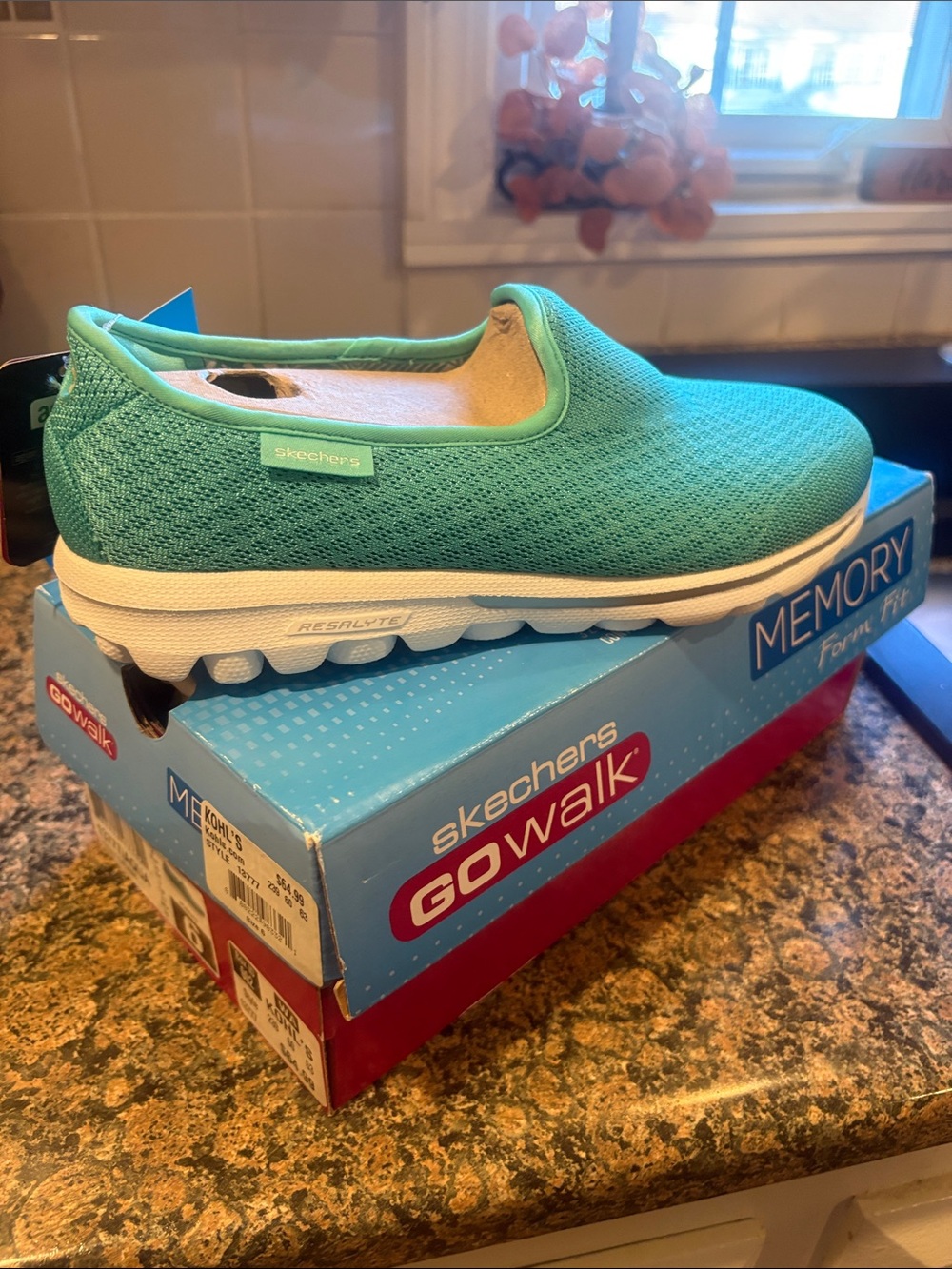 Skechers GOwalk Slip-On Walking Shoe in Teal Green